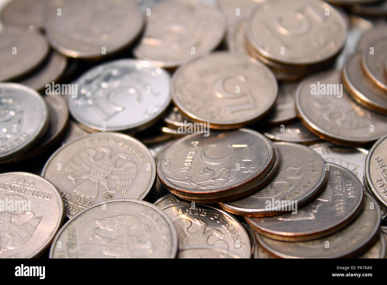 five rouble coins Stock Photo