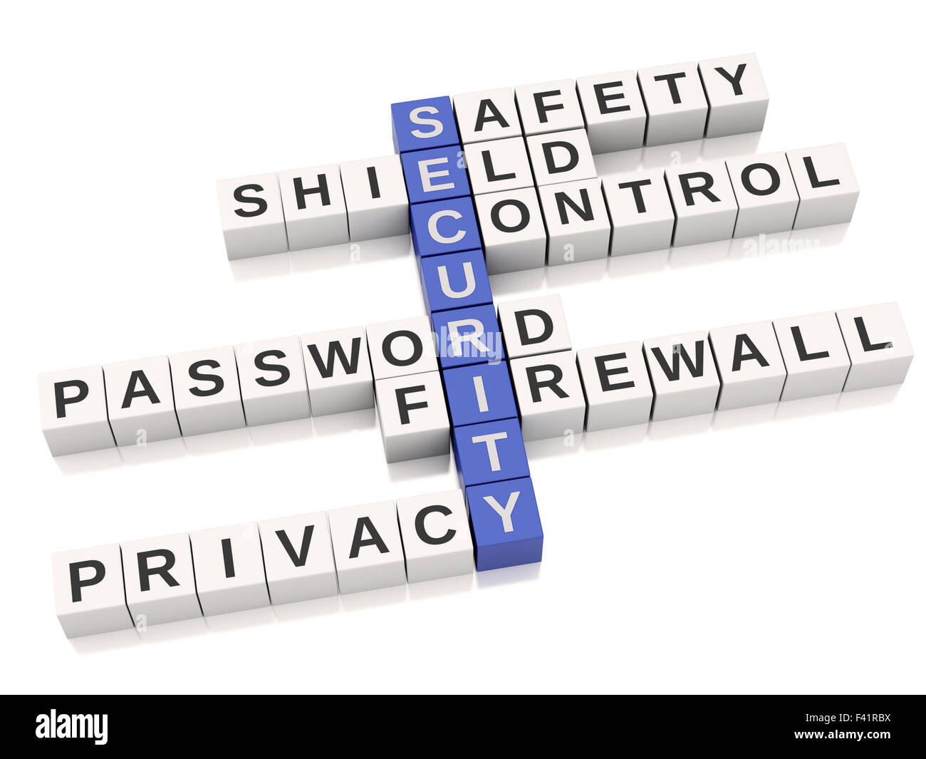 3d security concept. Crossword with letters Stock Photo Alamy