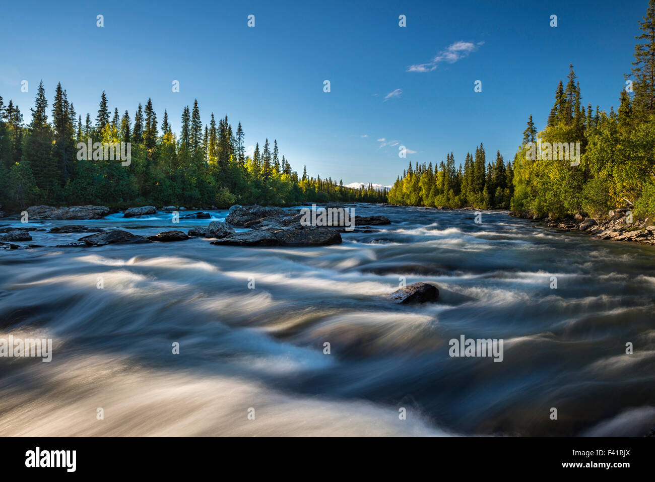 Rapids of Gamajåhkå, rivers, Kvikkjokk, Laponia, Norrbotten, Lapland, Sweden Stock Photo