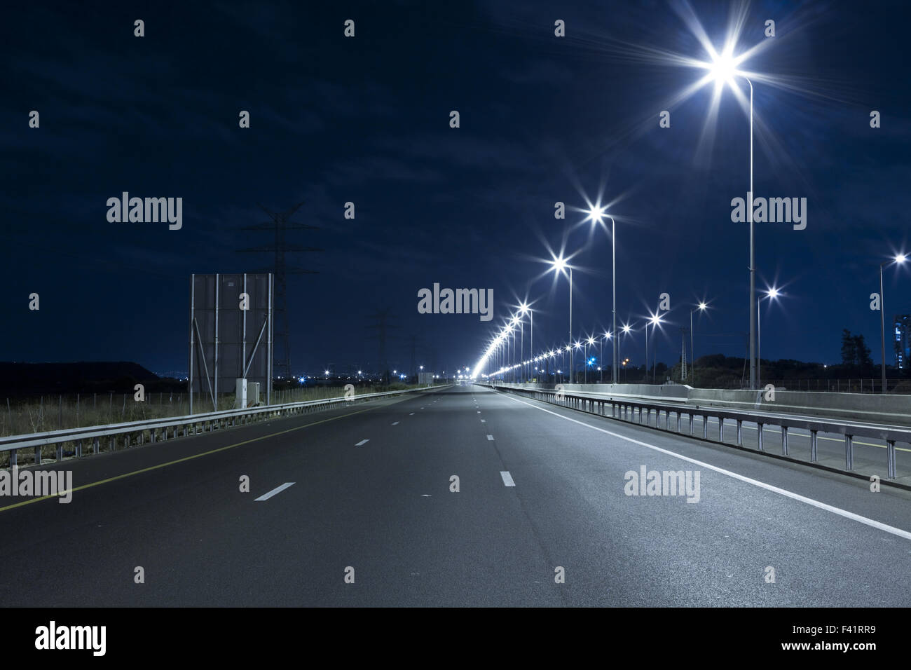 Empty freeway at night Stock Photo - Alamy