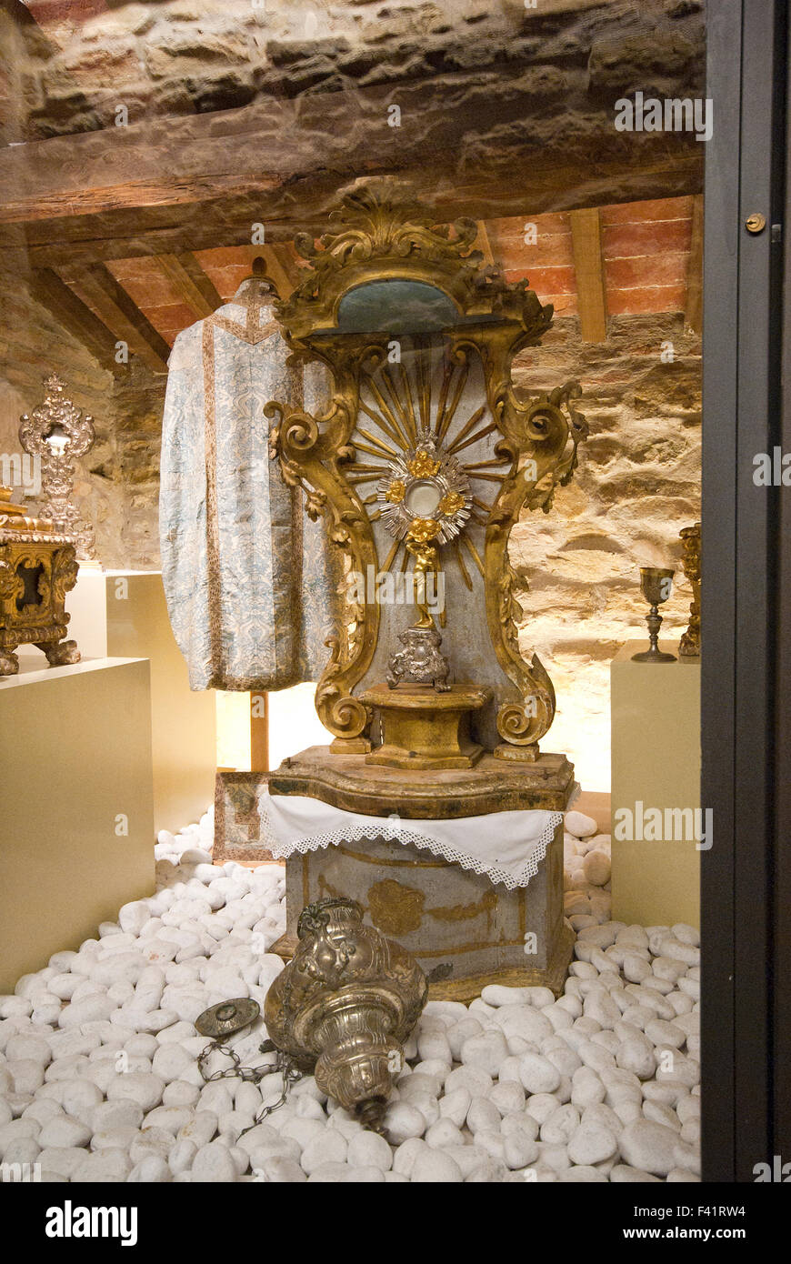 Museum of Vestments and Sacred Objects, Madonna della Sbarra church, Panicale, Umbria, Italy, Europe Stock Photo