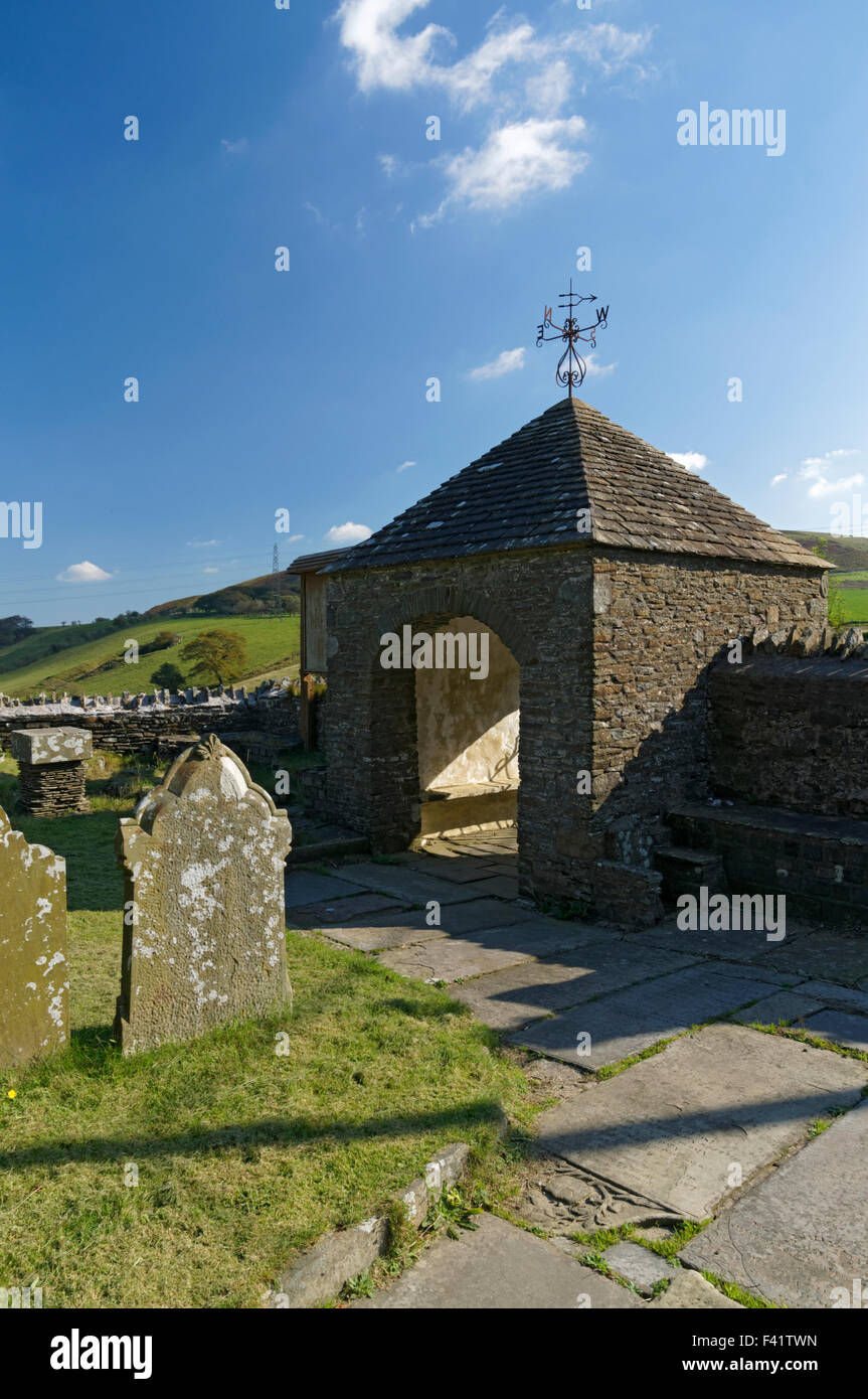Unusual gate house of Eglwysilan parish church, between Taff valley and