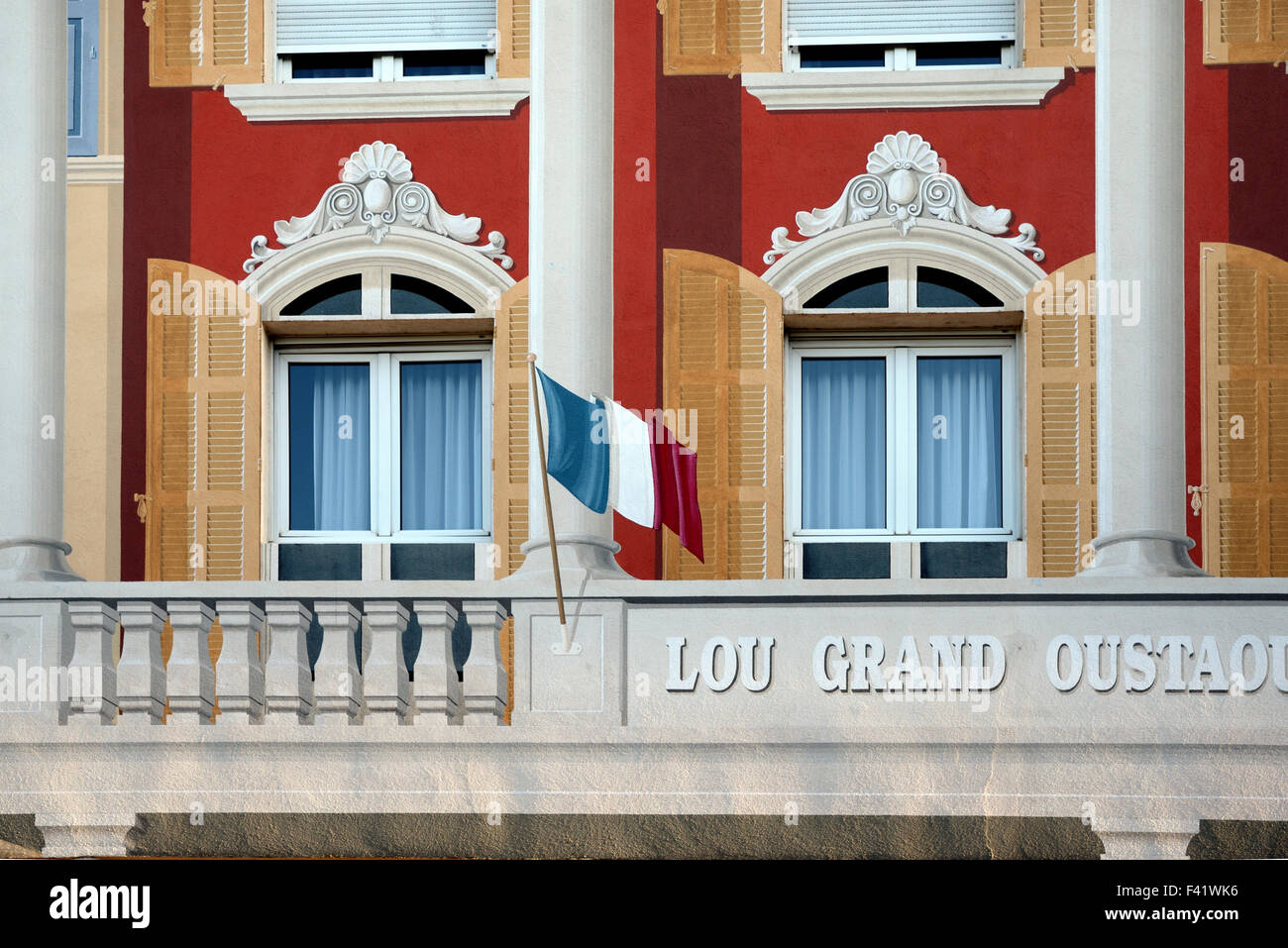 Trompe-l'Oeil Window & French Flag Carcès Provence Stock Photo
