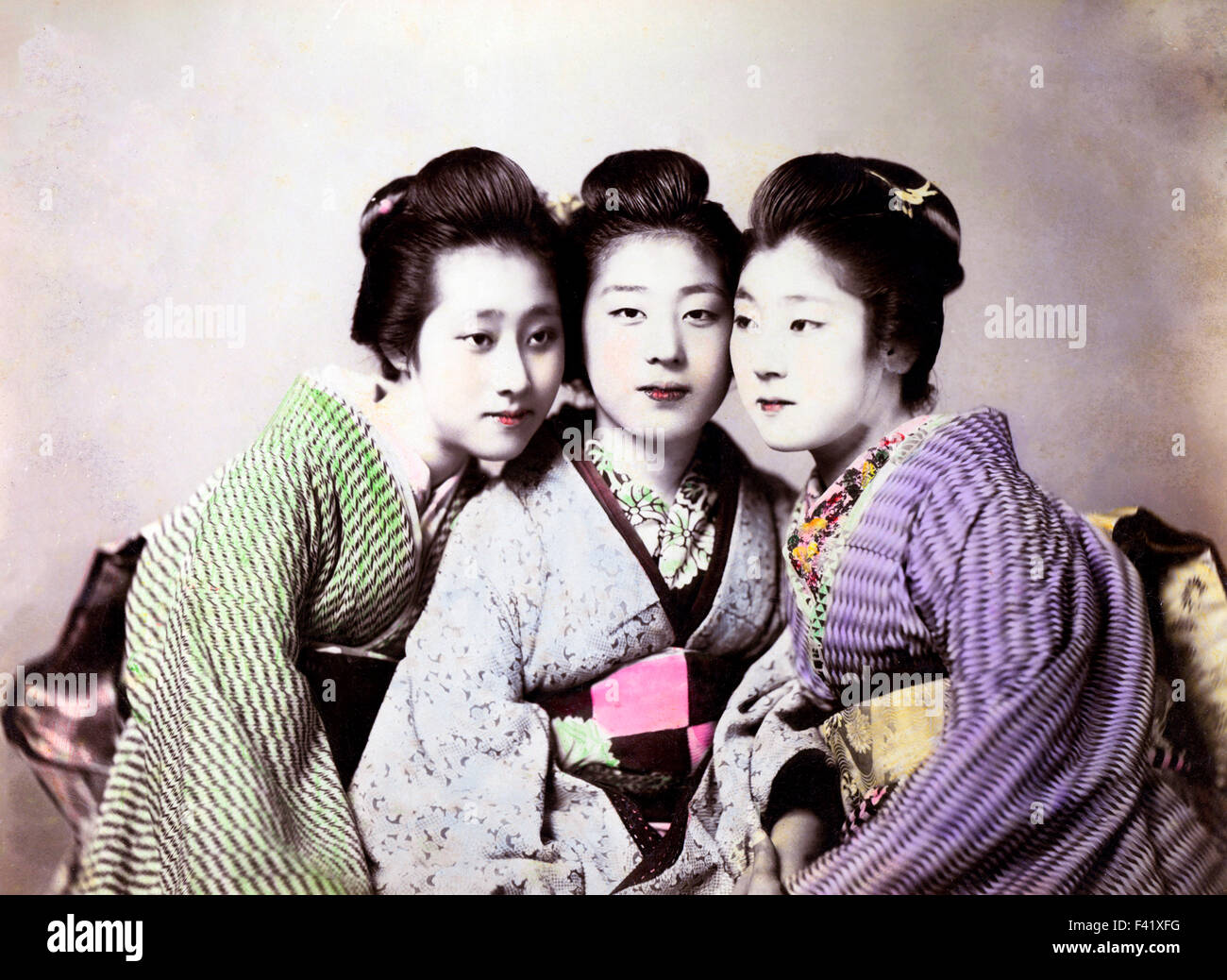 Three geishas, Japan Stock Photo