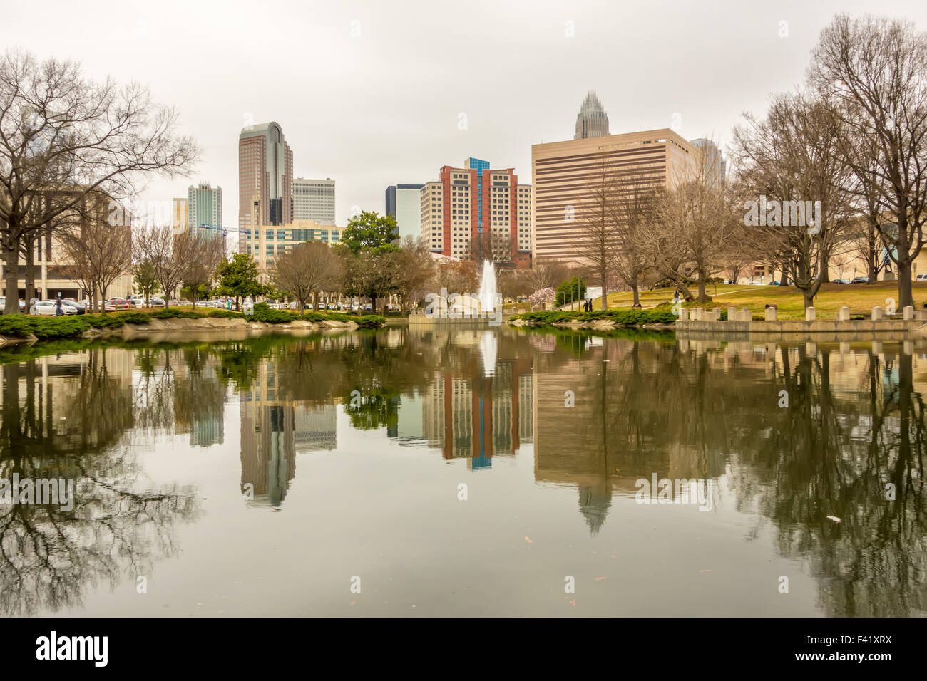 overcast weather over charlotte nc skyline Stock Photo Alamy