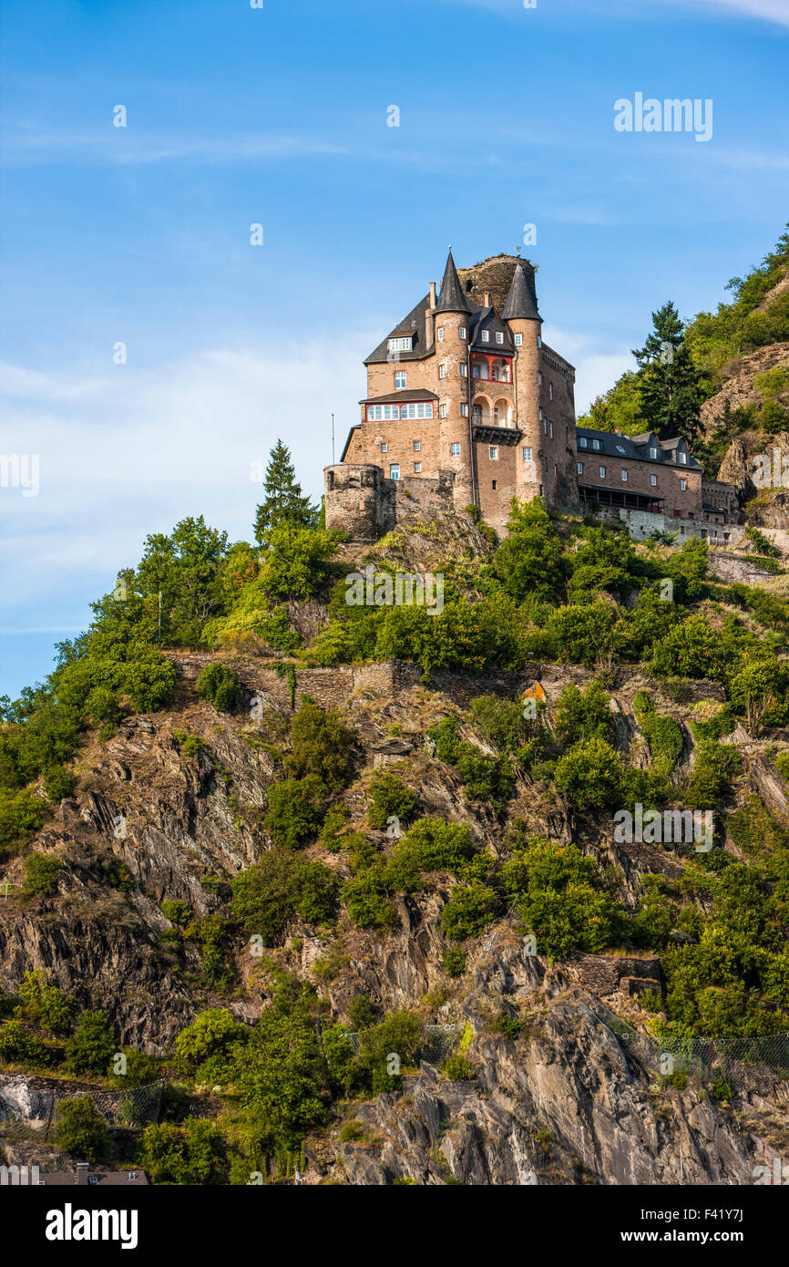 Burg Gutenfels Castle above Kaub, Mittelrhein oder Middle Rhine region, Germany Stock Photo