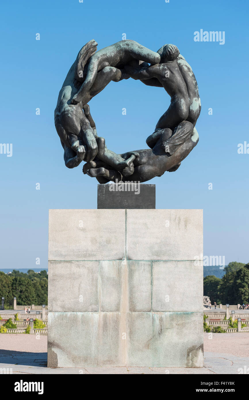 Bronze sculpture Wheel of Life by Gustav Vigeland, Vigeland Sculpture Park, Frognerparken, Frogner, Oslo, Norway Stock Photo