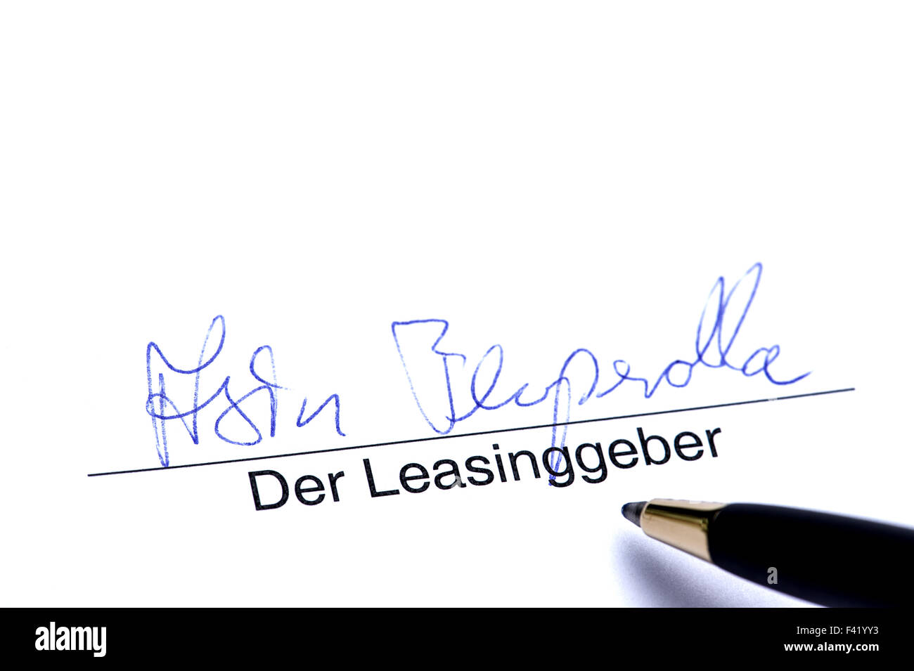 Signature of the lessor Stock Photo