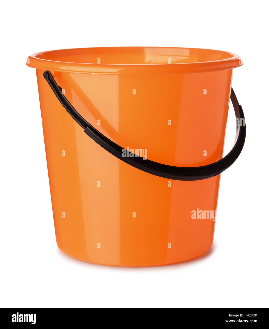 Orange plastic bucket isolated on white Stock Photo