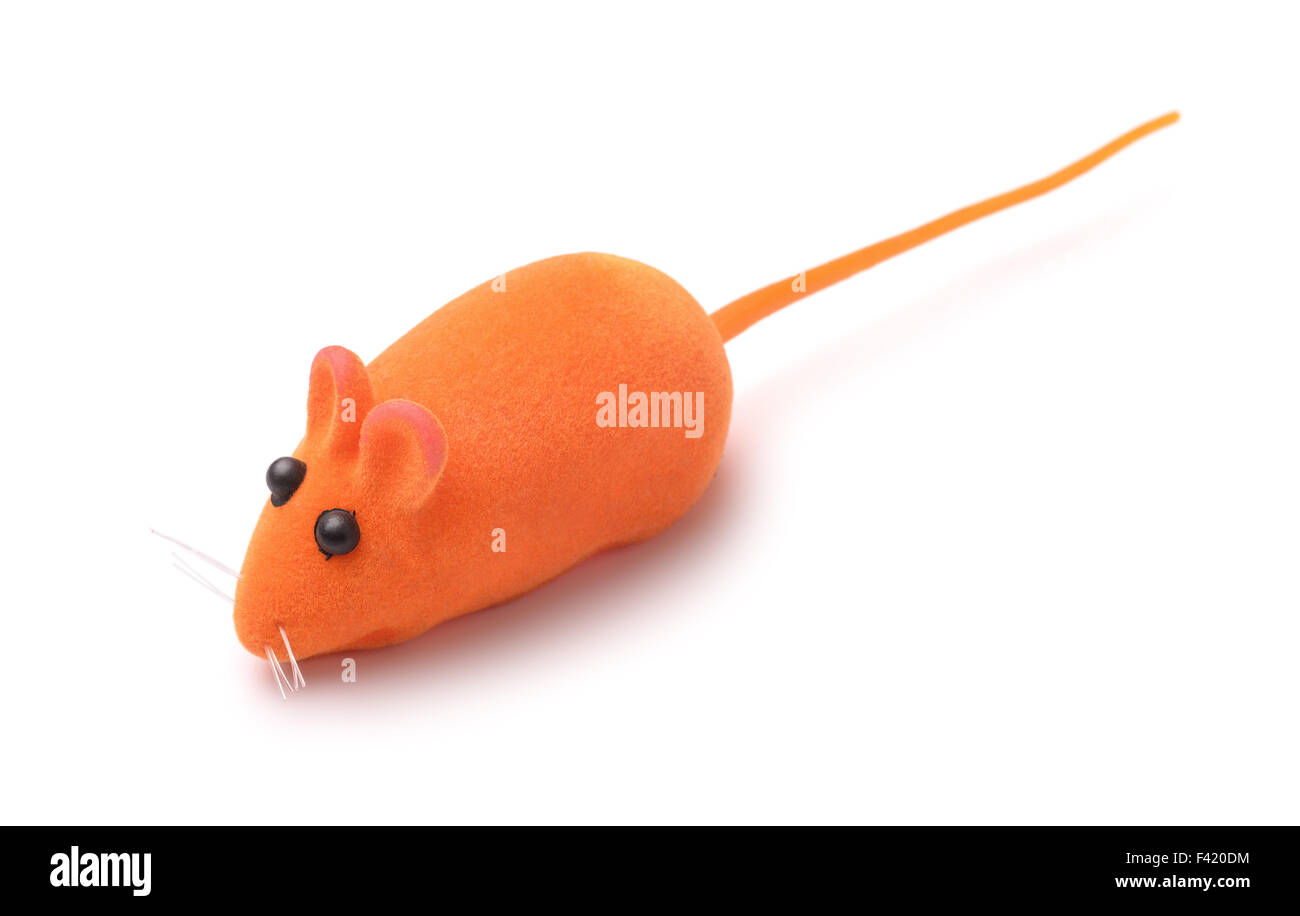 Orange pet toy mouse isolated on white Stock Photo