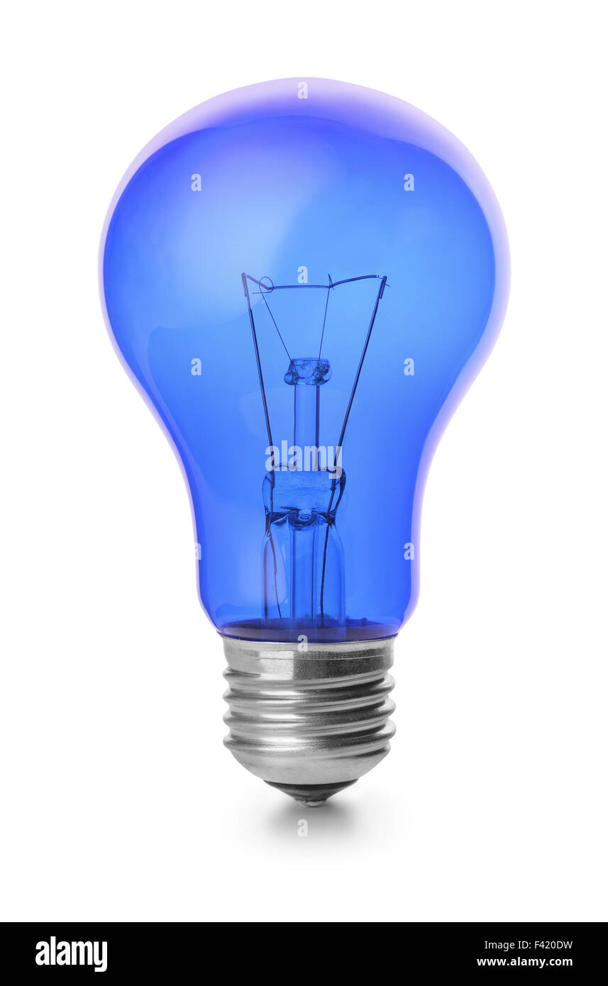 Blue light bulb isolated on white Stock Photo