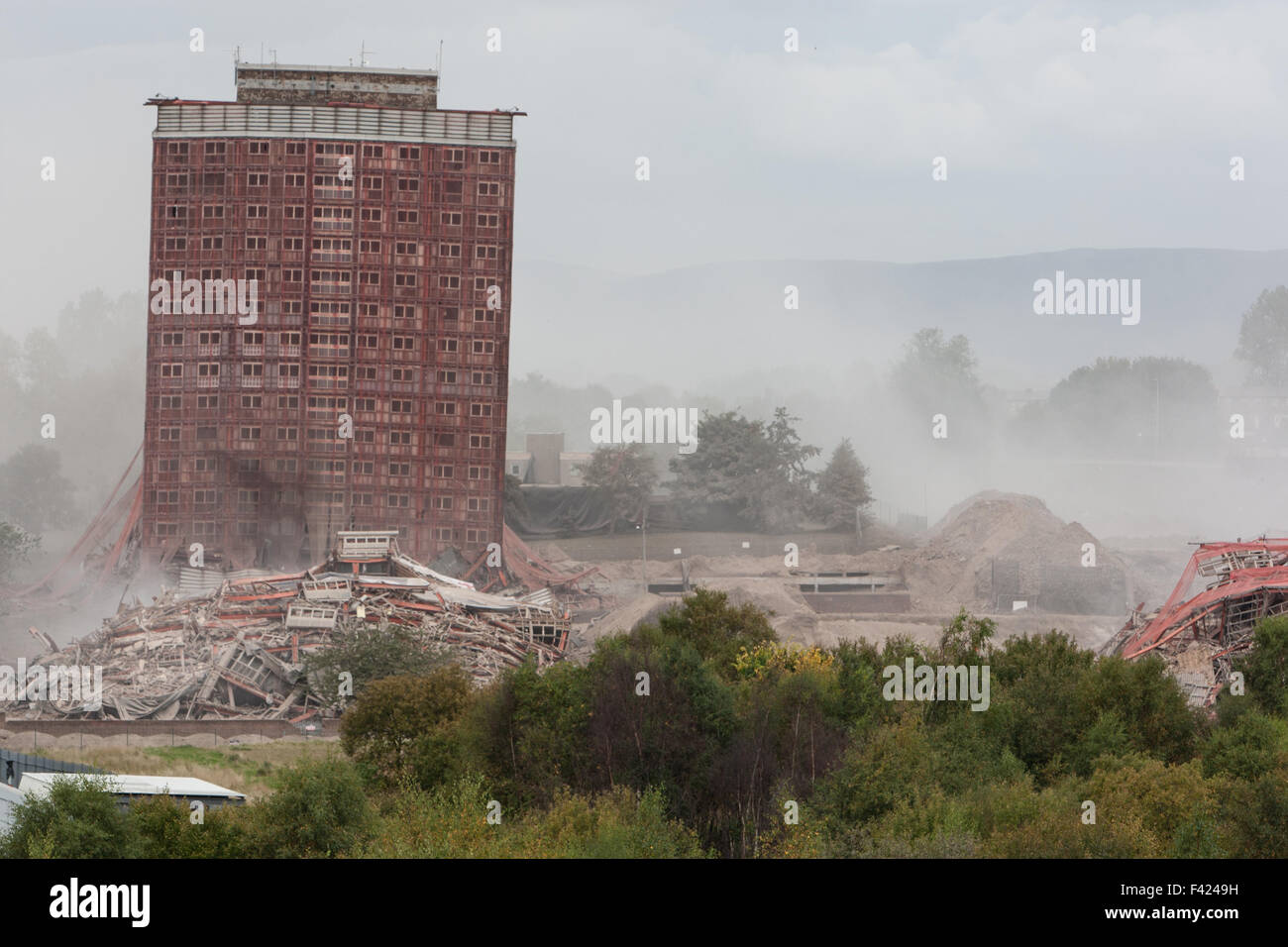 The demolition of the iconic Red Road flats, in the East End of Glasgow