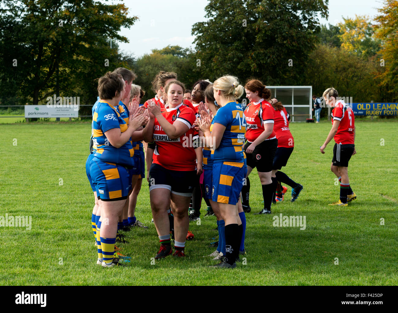 The tunnel at the end of a match in women`s Rugby Union at club level ...