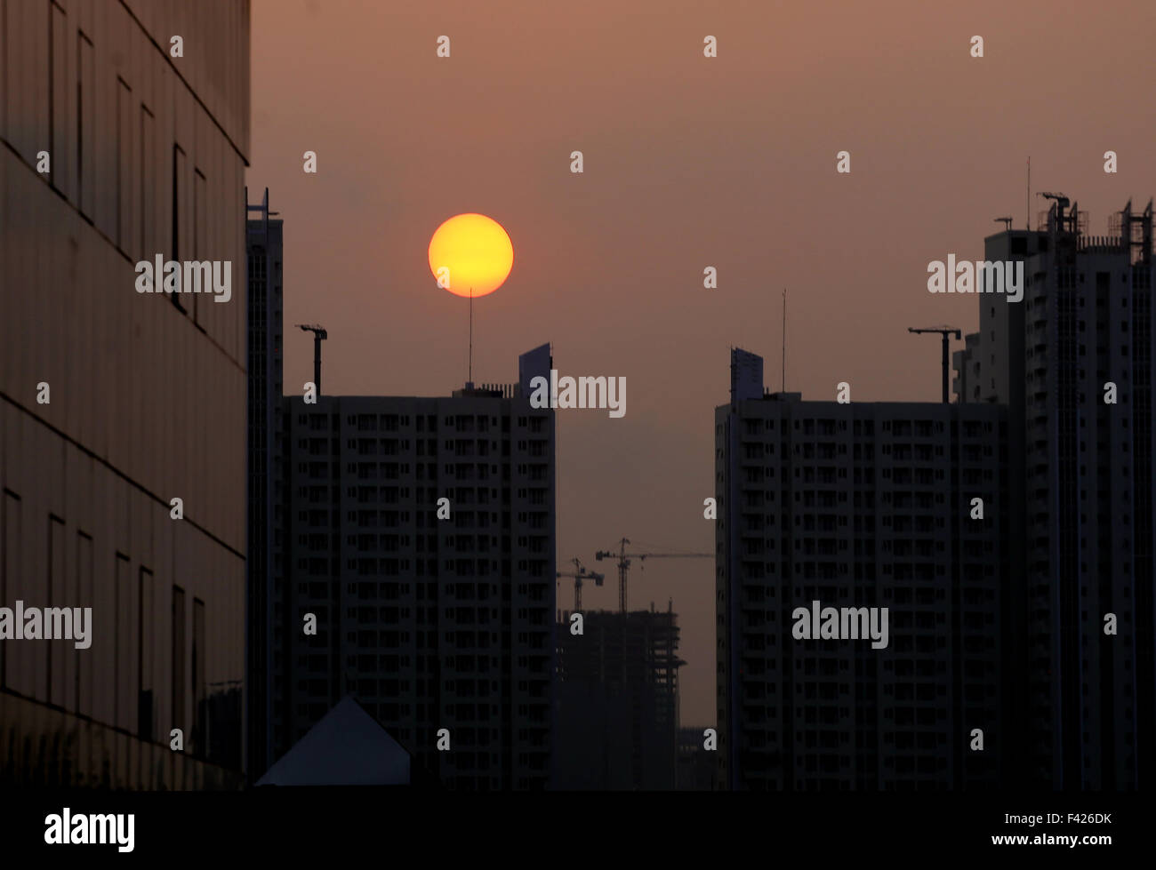 picture of the sunset from one part of the city of Jakarta, Indonesia Stock Photo