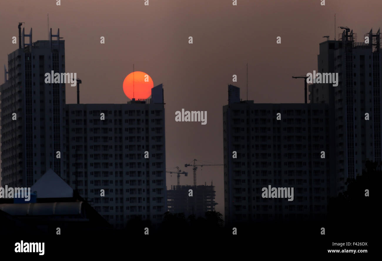 picture of the sunset from one part of the city of Jakarta, Indonesia Stock Photo
