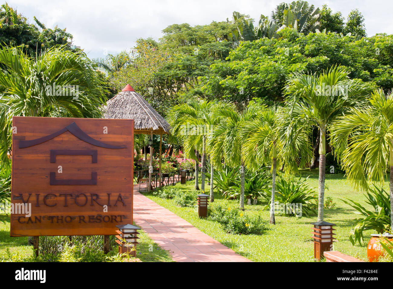Victoria Can Tho Resort Hotel and luxurious green gardens in the city of Can Tho, Mekong Delta