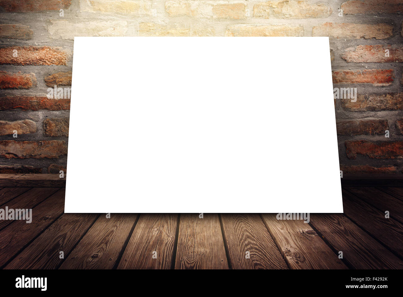 Blank poster mock up as copy space under gallery spotlight, graphic design background Stock Photo