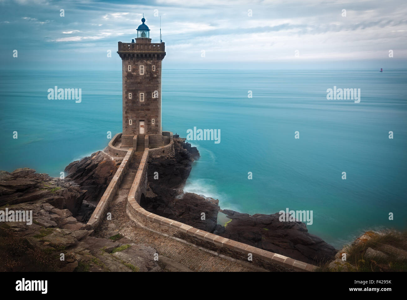 Lighthouse at Atlantic coast, Brittany, France Stock Photo