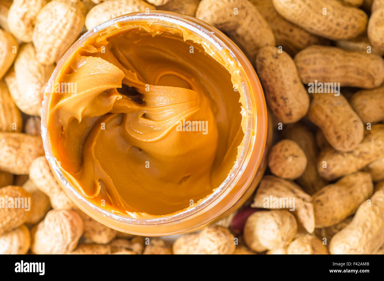 Peanut butter jar top view Stock Photo Alamy