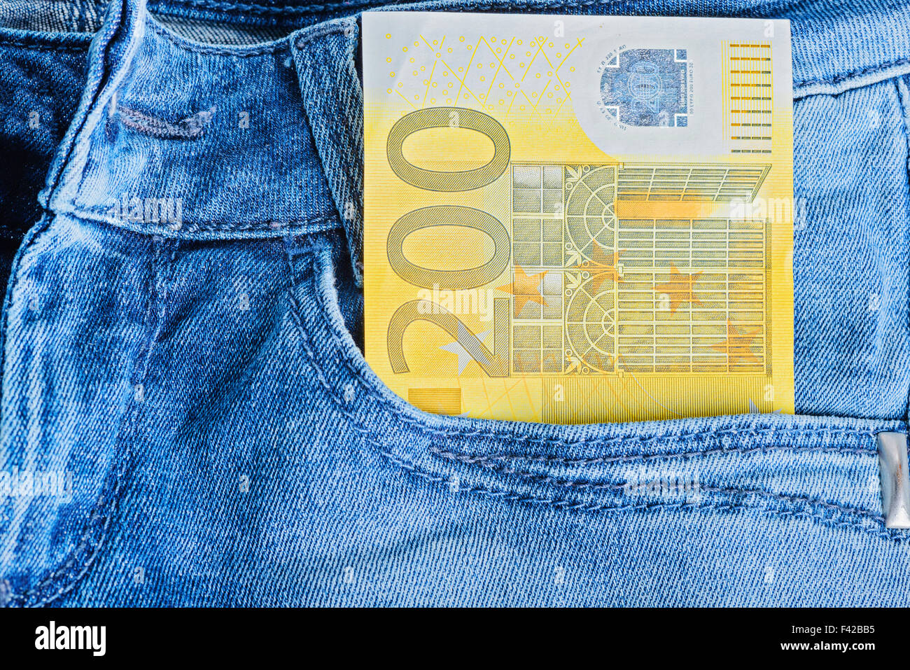 200 Euro In A Jeans Pocket Stock Photo Alamy