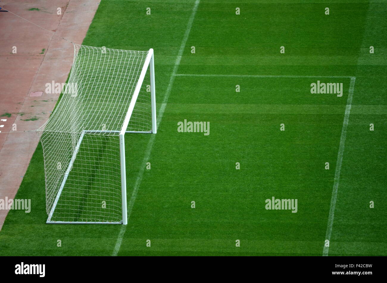 Goal And Soccer Field During Soccer Game Stock Photo Alamy