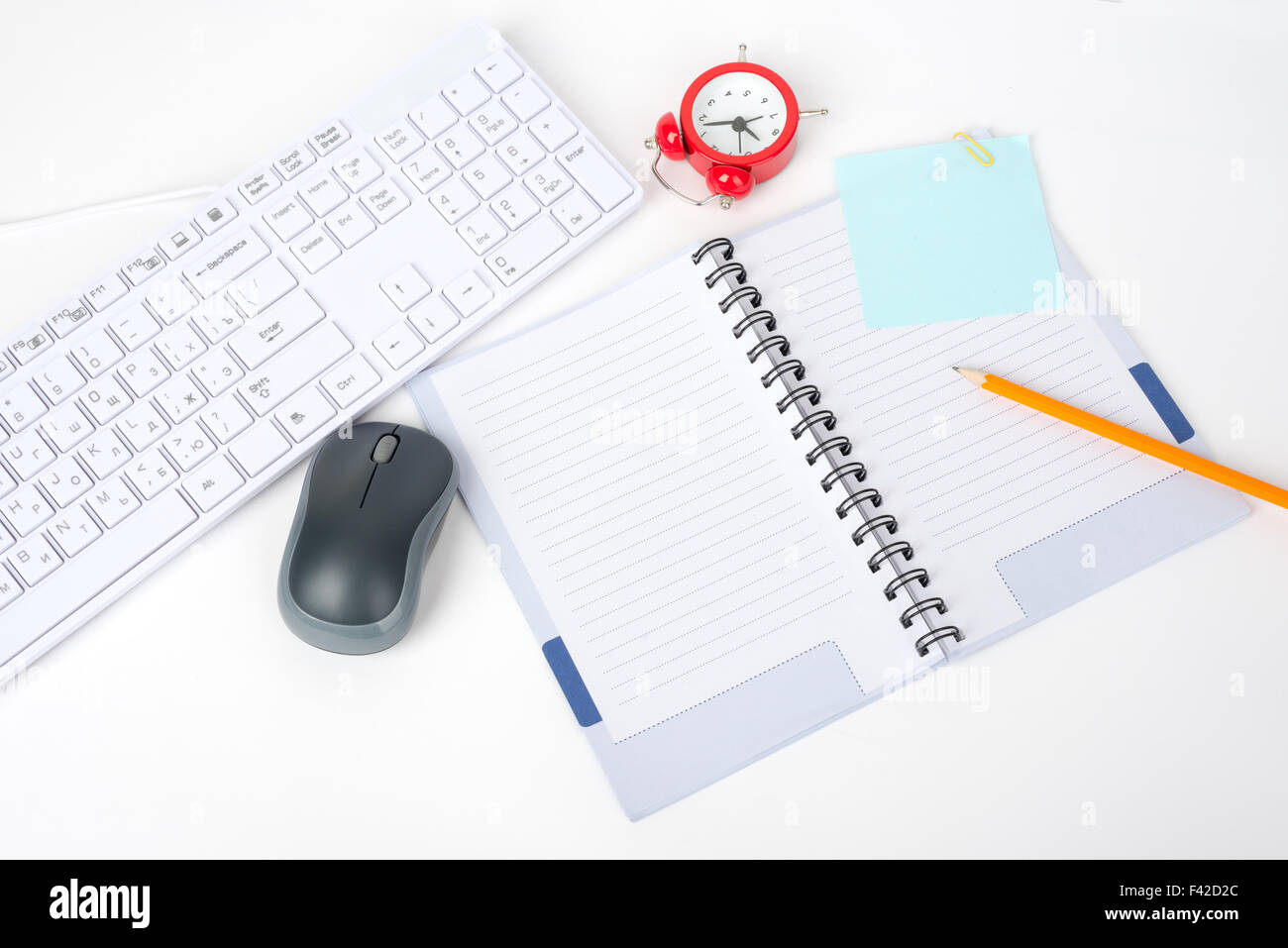 Keyboard with alarm clock Stock Photo Alamy