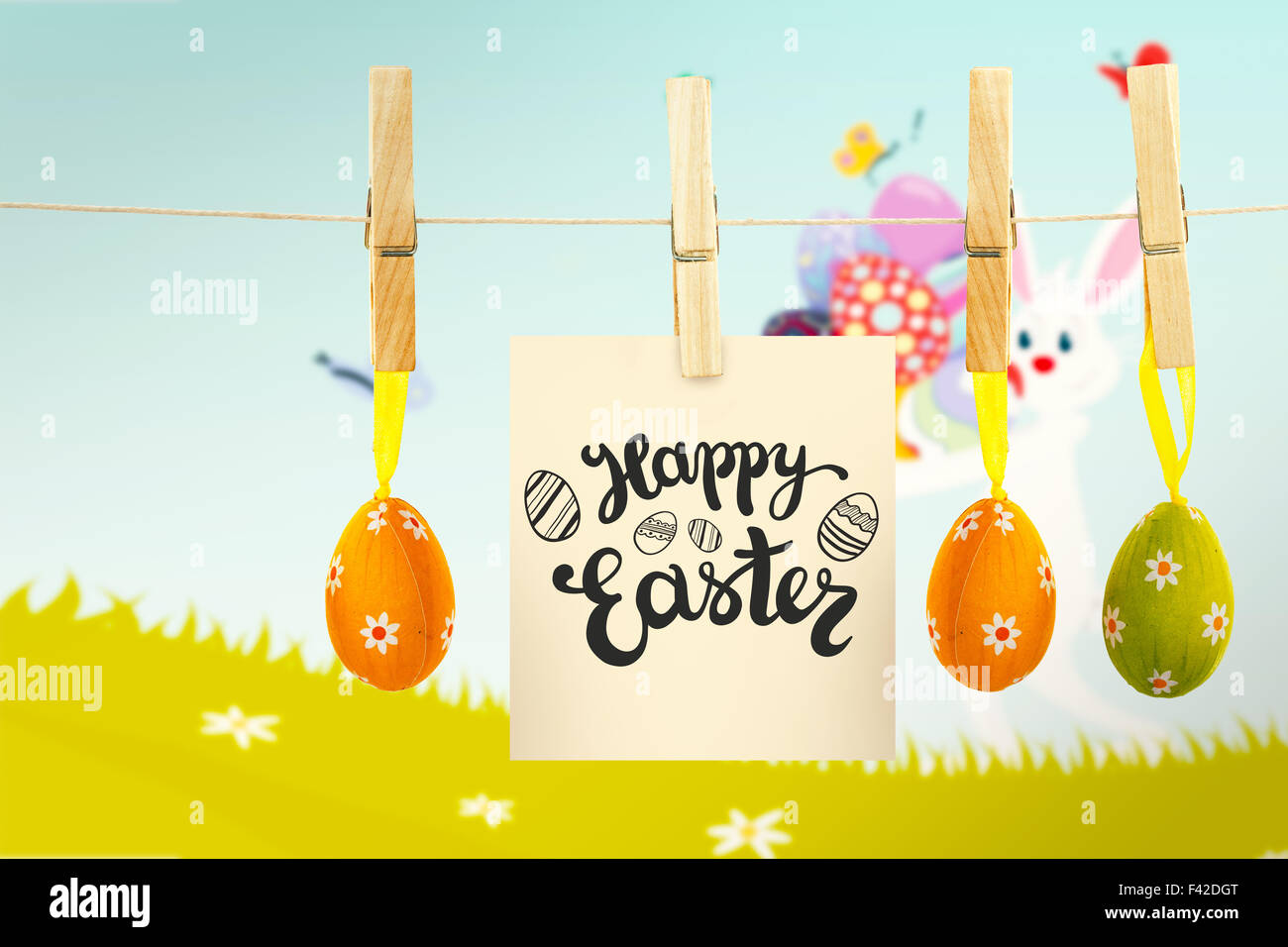 Composite image of happy easter greeting Stock Photo