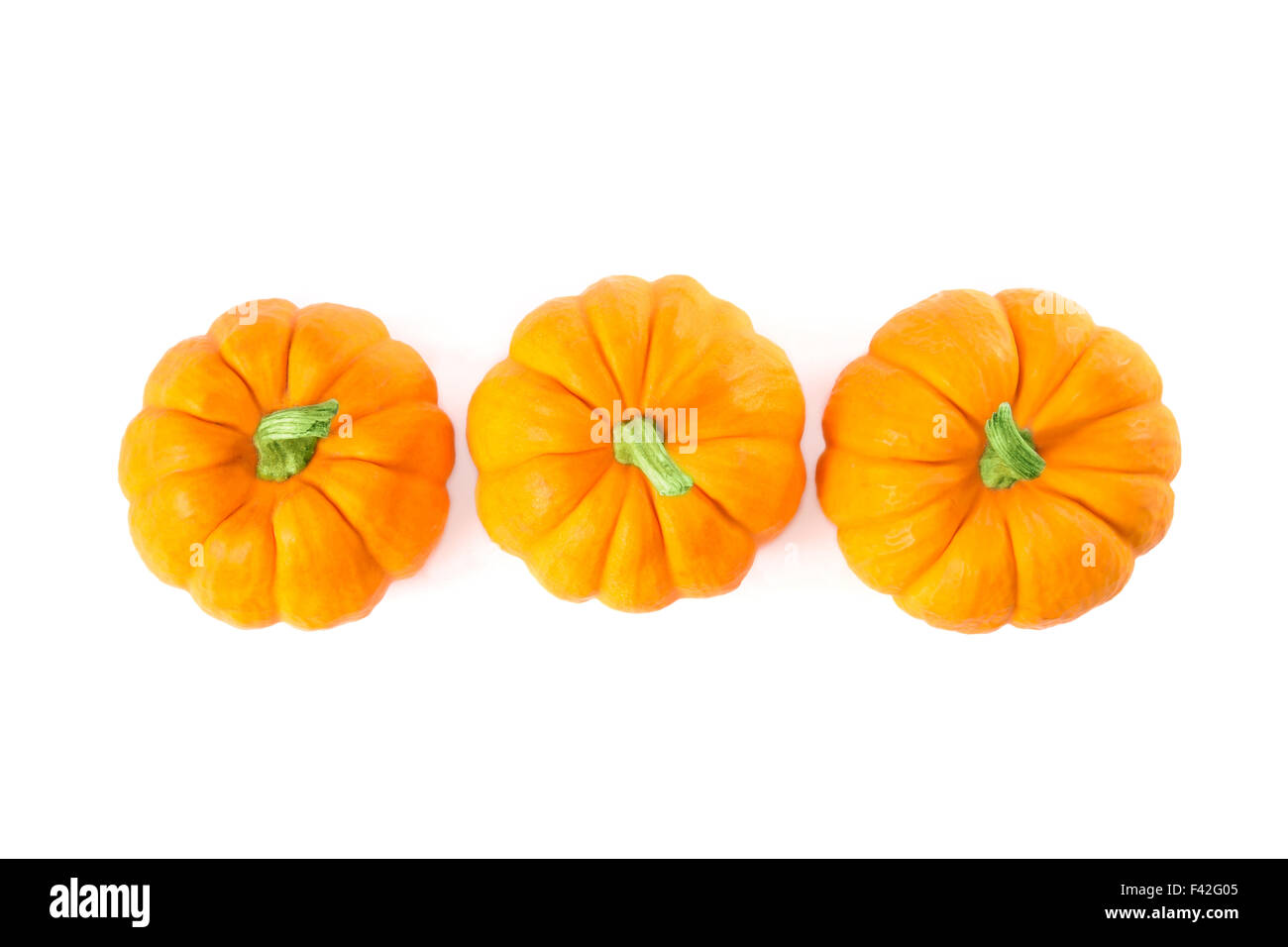 Decorative orange pumpkins, top view isolated on white background Stock ...