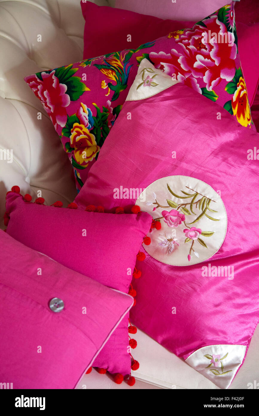 Pink Scatter Cushions Stock Photo Alamy