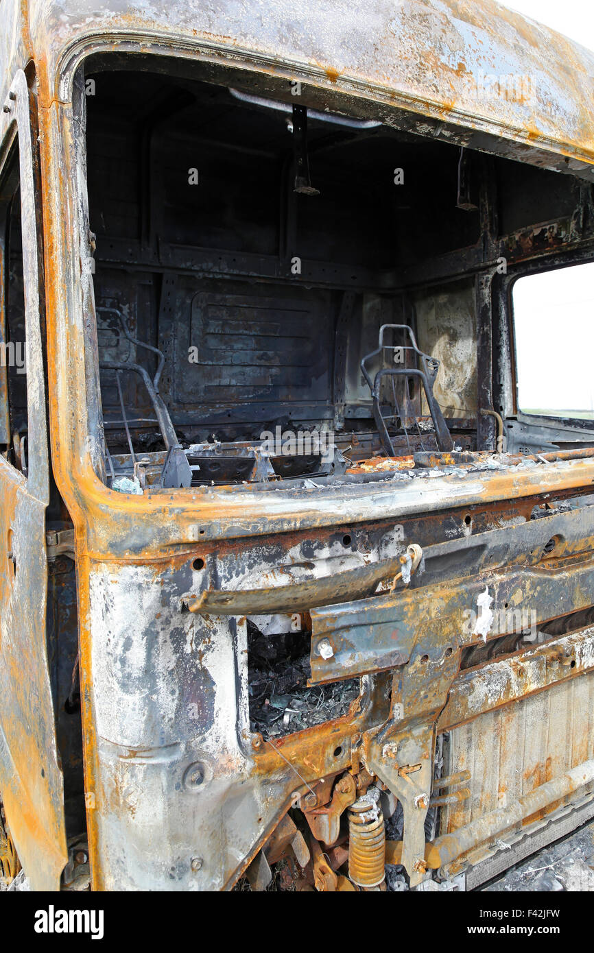 Truck cabin fire Stock Photo Alamy