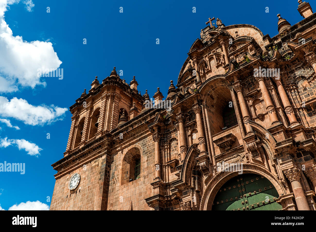 Detail of the façade of the Cusco Cathedral, Cusco, Peru Stock Photo