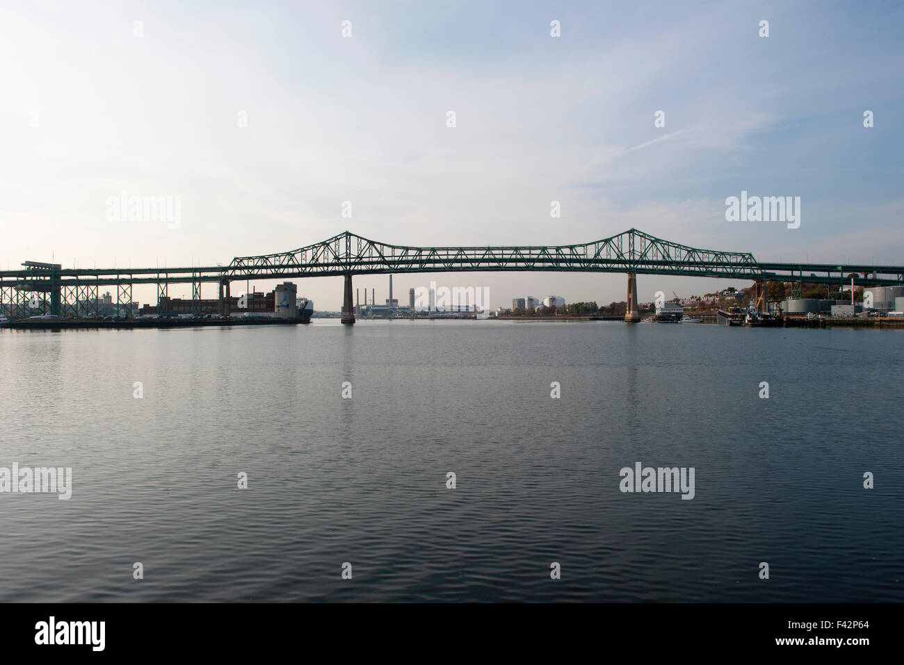 Tobin Bridge over Mystic River, Boston, Massachusetts, USA Stock Photo