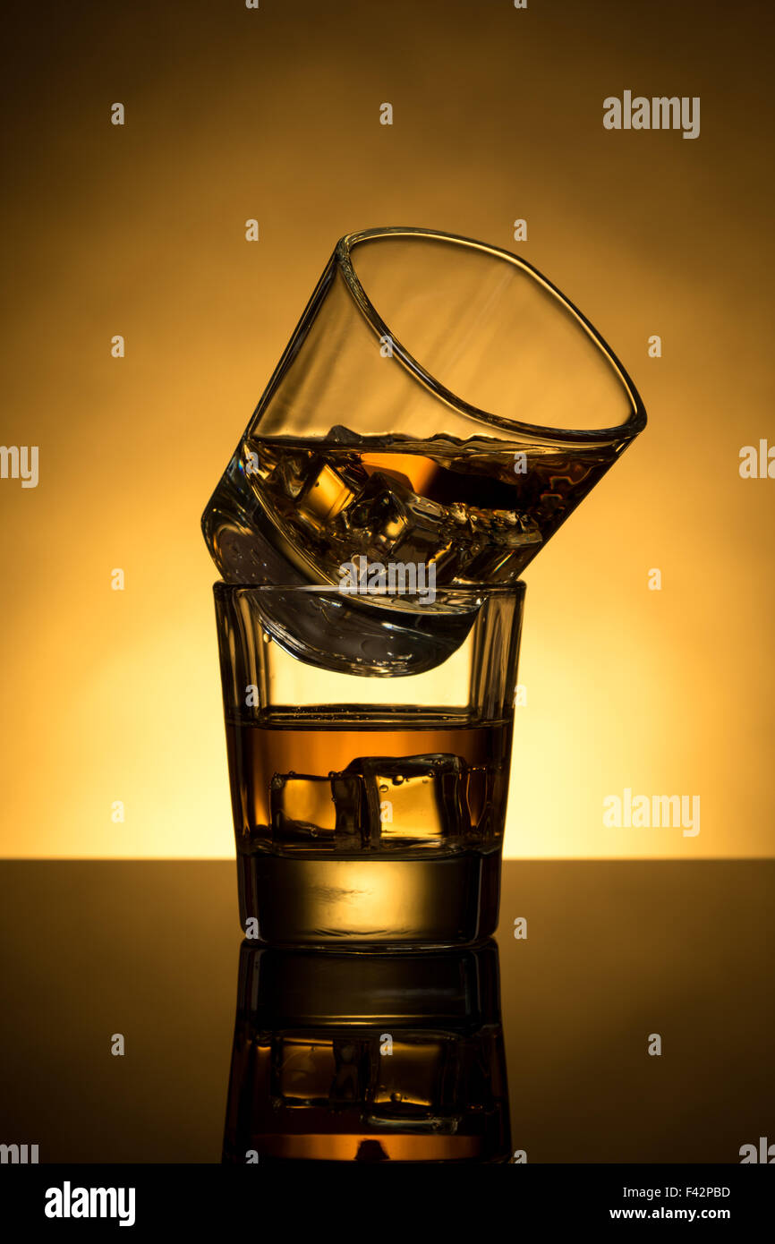 two whiskey glasses Stock Photo