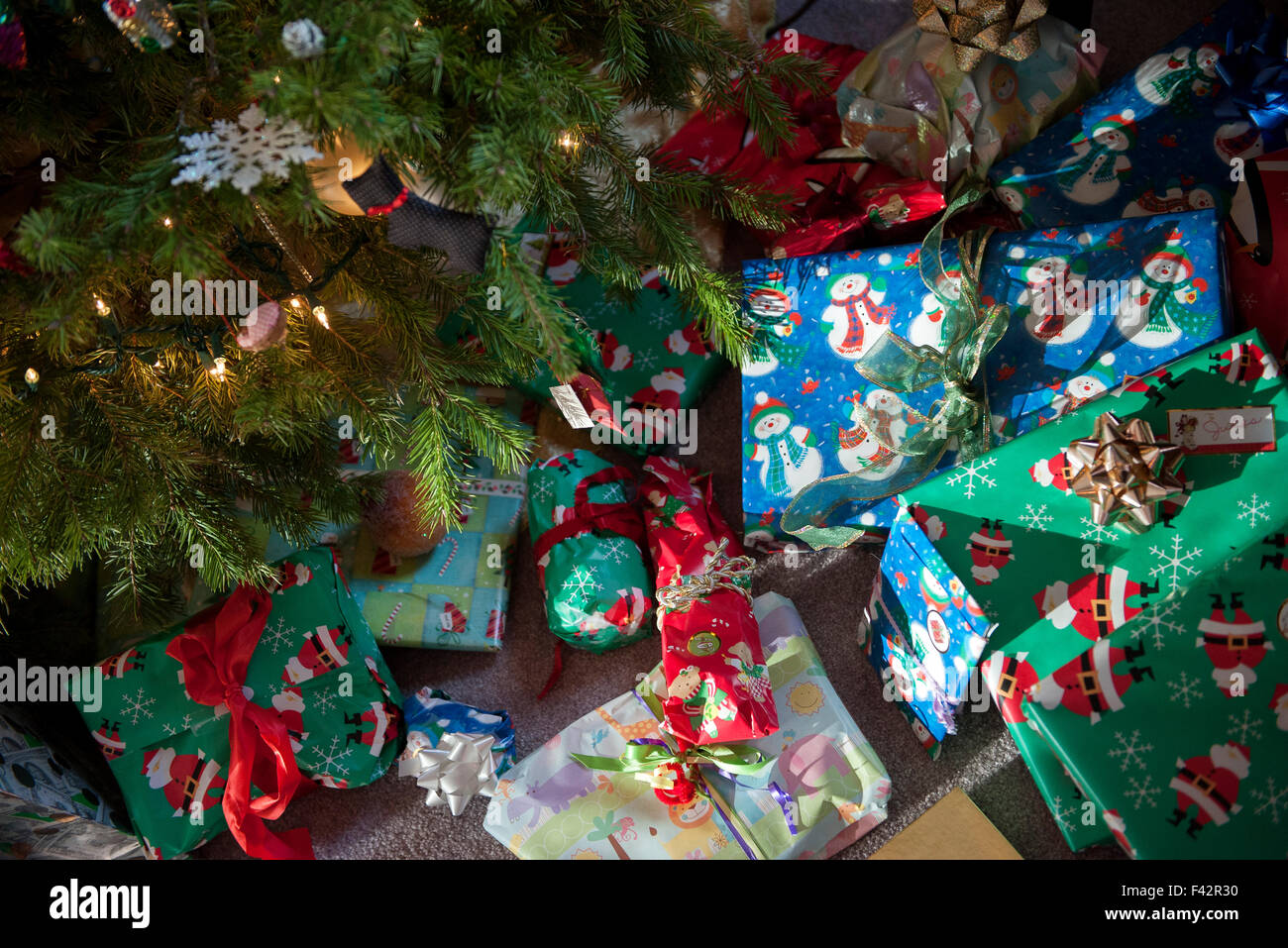 Christmas gifts under Christmas tree Stock Photo