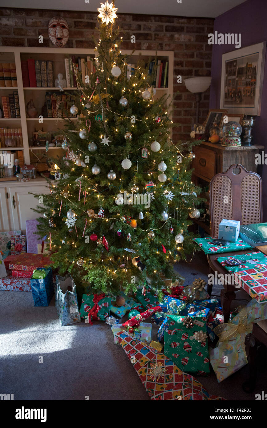 Christmas tree and presents Stock Photo