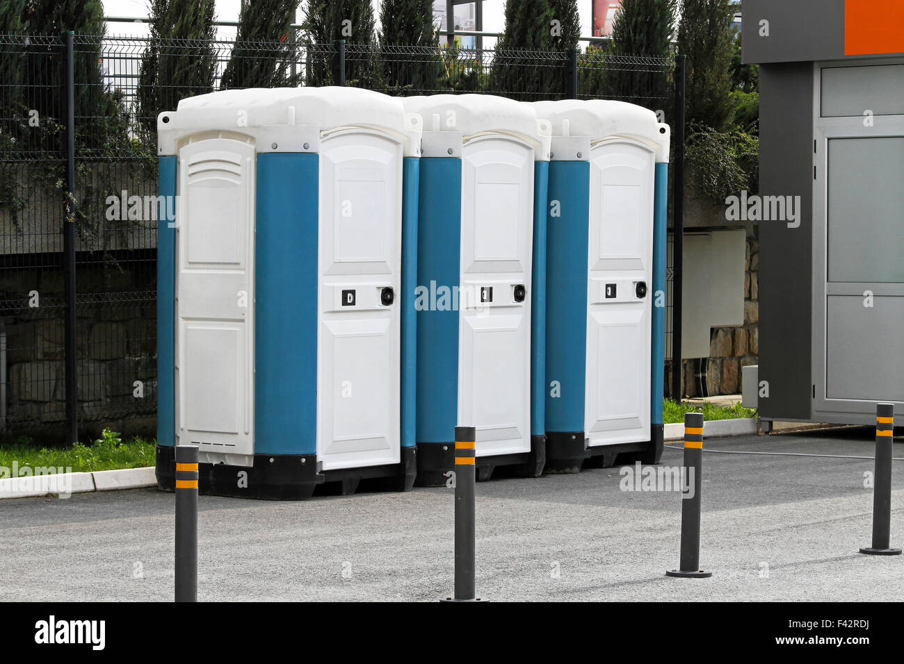 Mobile toilet cabins Stock Photo