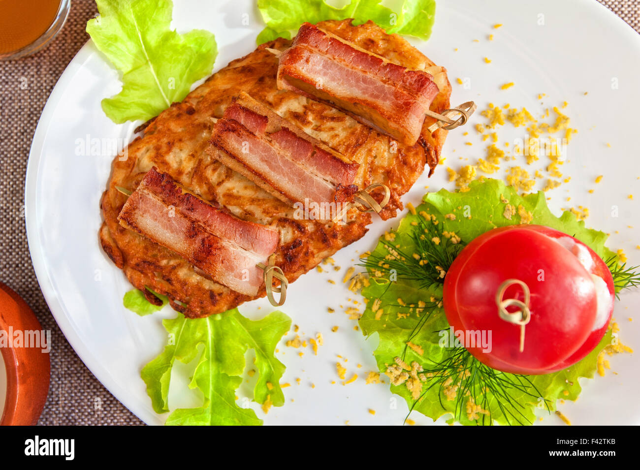 veal meat with bacon Stock Photo - Alamy