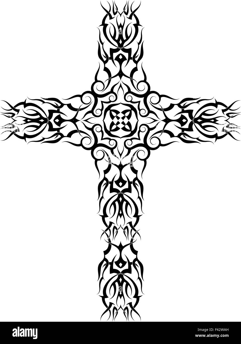 Tattoo Christian Cross Vector Art Stock Vector