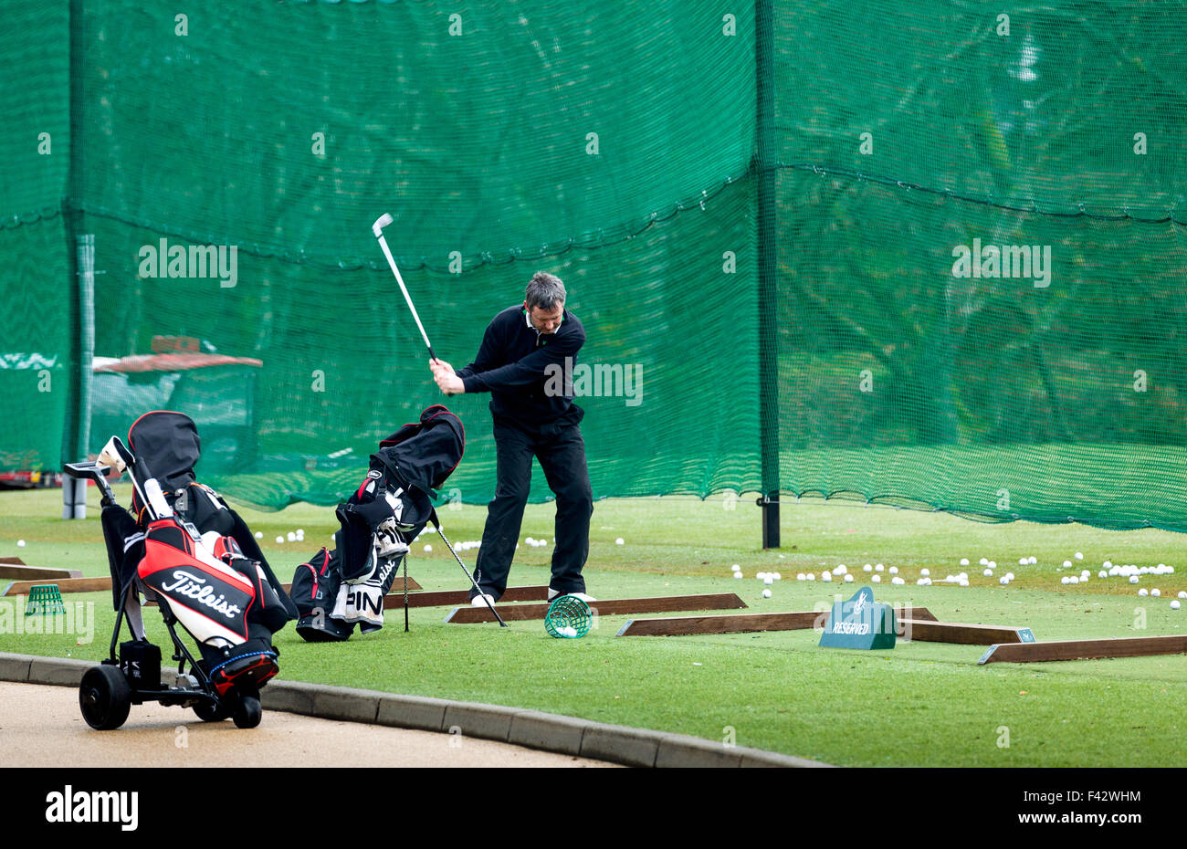 Concentration at golf practice. Gleneagles Scotland UK Stock Photo