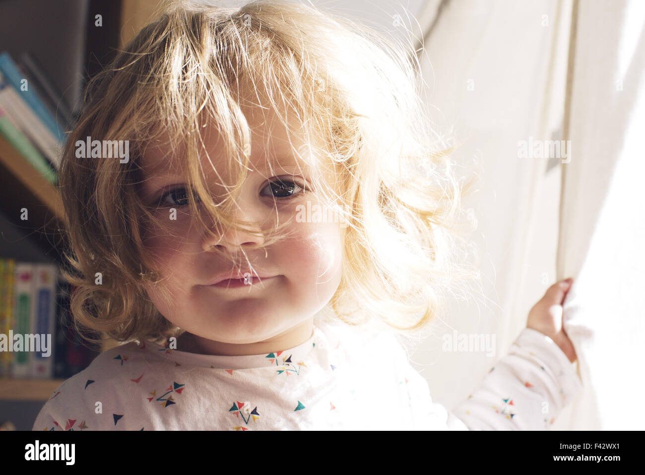 Little girl with messy hair, portrait Stock Photo