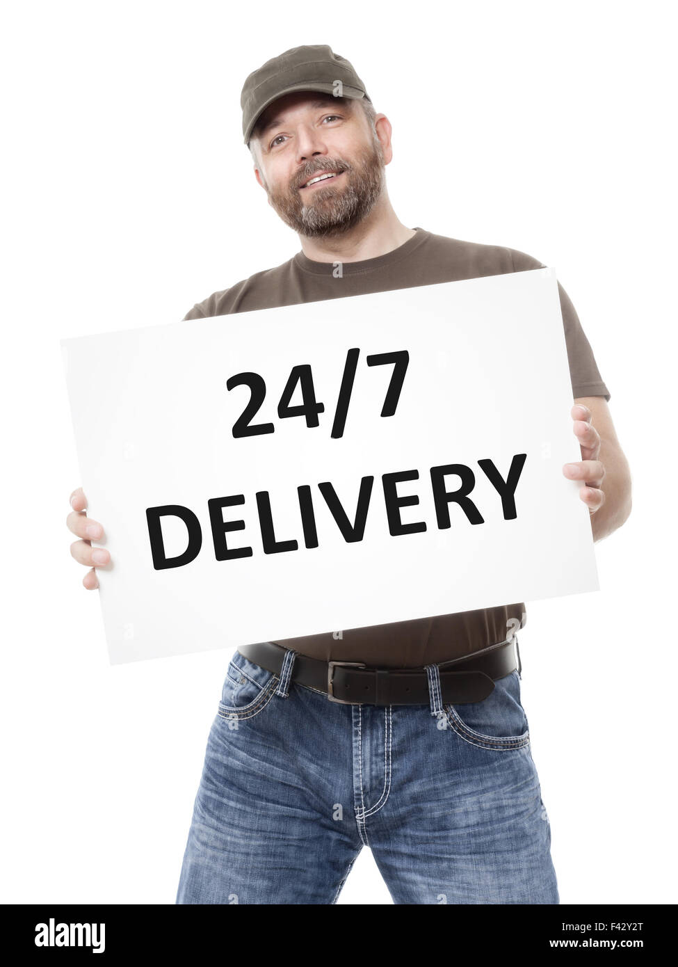 Bearded happy delivery man hi-res stock photography and images - Alamy