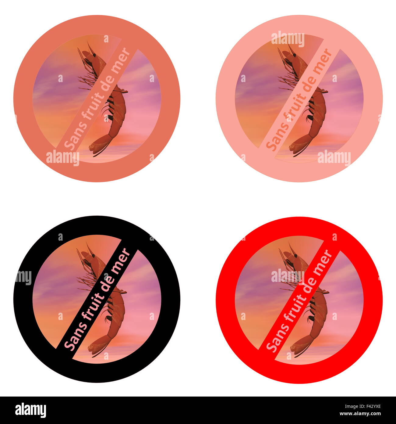 French stickers for shellfish free products Stock Photo