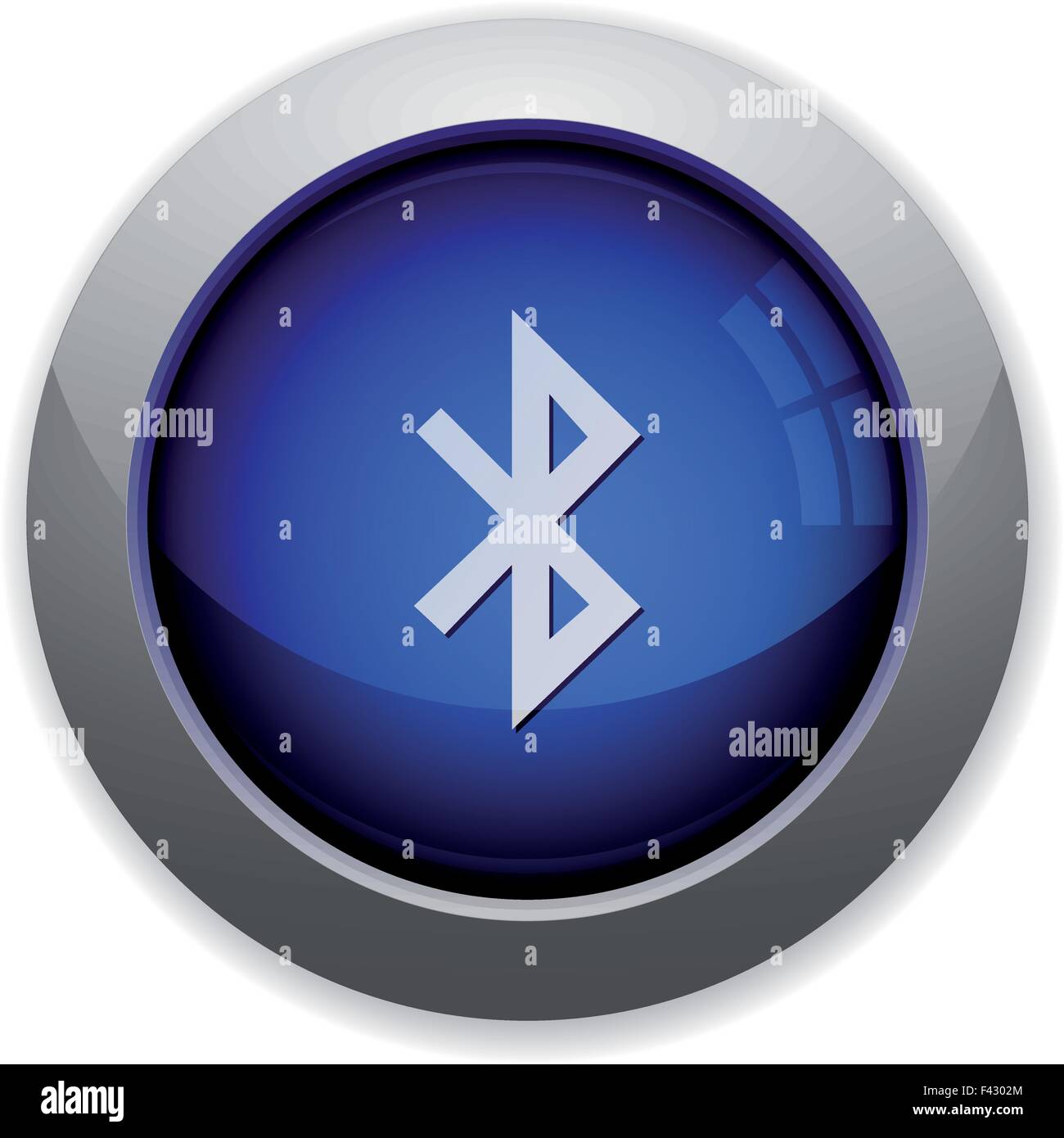 Blue glossy bluetooth web button Stock Vector