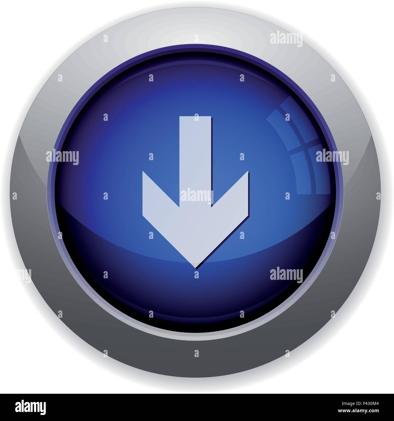 Blue glossy down arrow web button Stock Vector Image & Art - Alamy