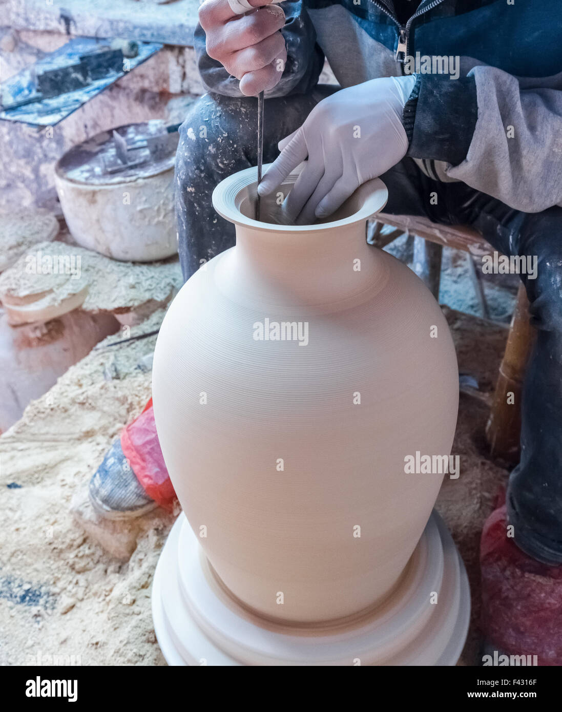 traditional handmade porcelain process Stock Photo