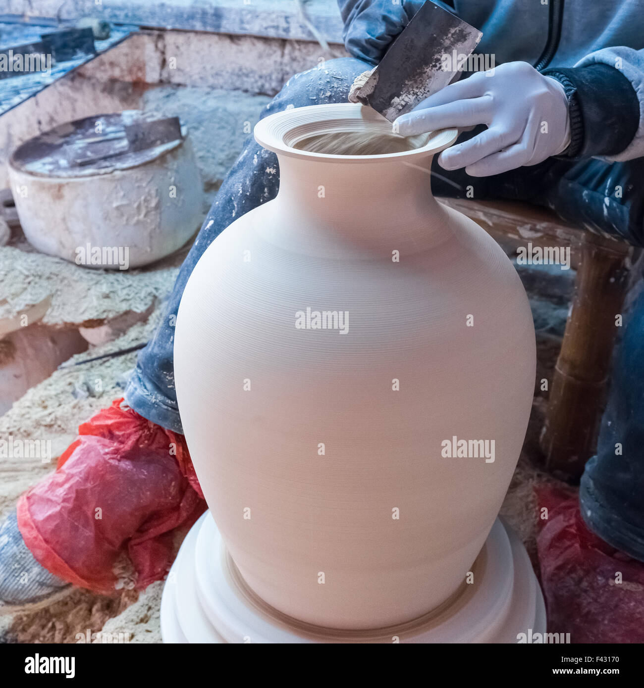 traditional handmade porcelain process Stock Photo