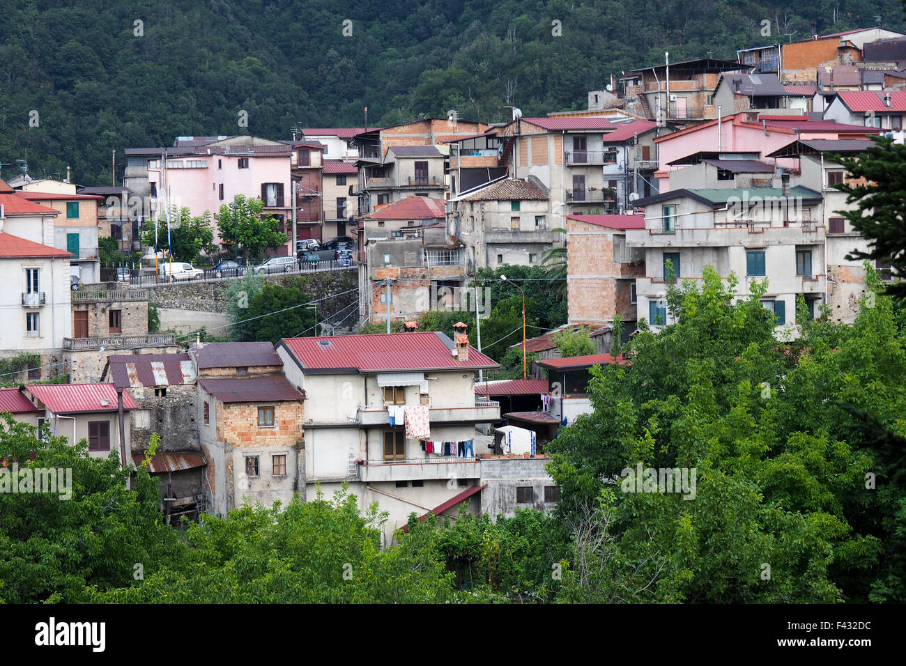 Panaroma of Delianuova, an Italian village in Calabria. Stock Photo