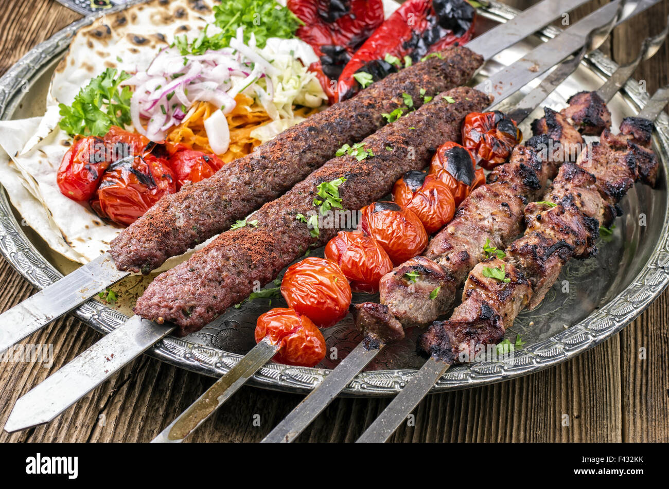 grilled koobideh with kebab Stock Photo