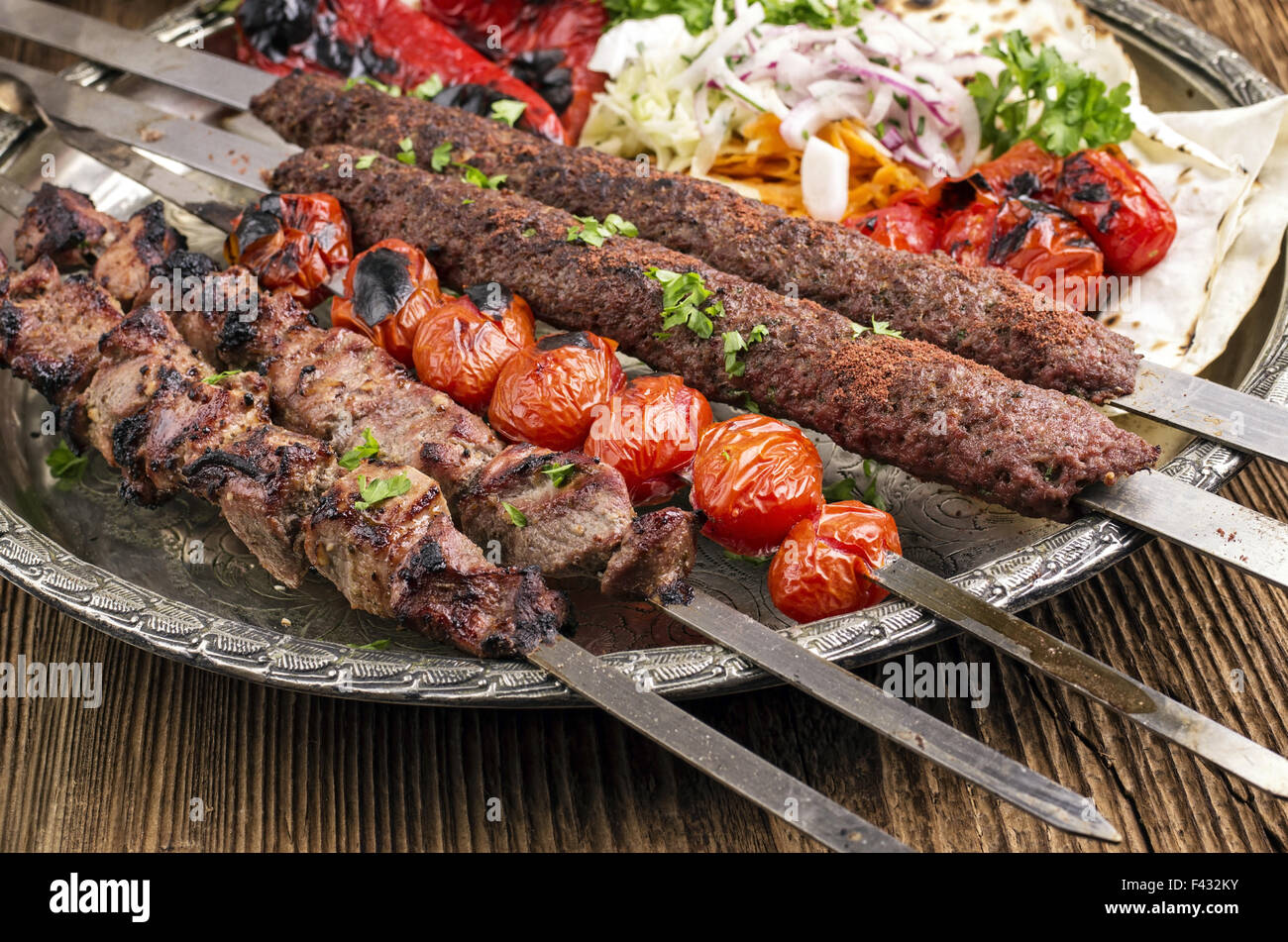 grilled kebab with koobideh Stock Photo