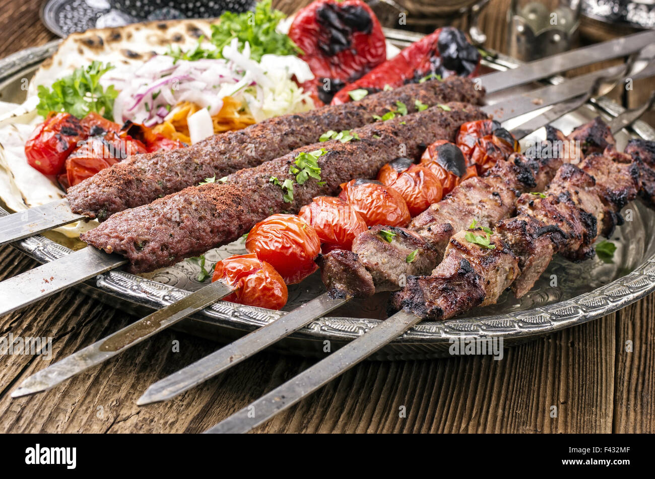 grilled kebab with koobideh Stock Photo